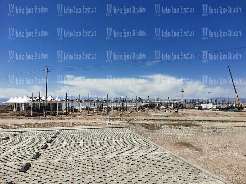 Construction of the main steel structure in Zone A of the Membrane Structure Project in Chaka Scenic Area (Phase II) is completed, and the installation of the membrane structure begins Construction of the main steel structure in Zone A of the Membrane Structure Project in Chaka Scenic Area (Phase II) is completed, and the installation of the membrane structure begins