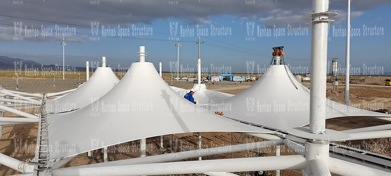 Construction of the main steel structure in Zone A of the Membrane Structure Project in Chaka Scenic Area (Phase II) is completed, and the installation of the membrane structure begins Construction of the main steel structure in Zone A of the Membrane Structure Project in Chaka Scenic Area (Phase II) is completed, and the installation of the membrane structure begins
