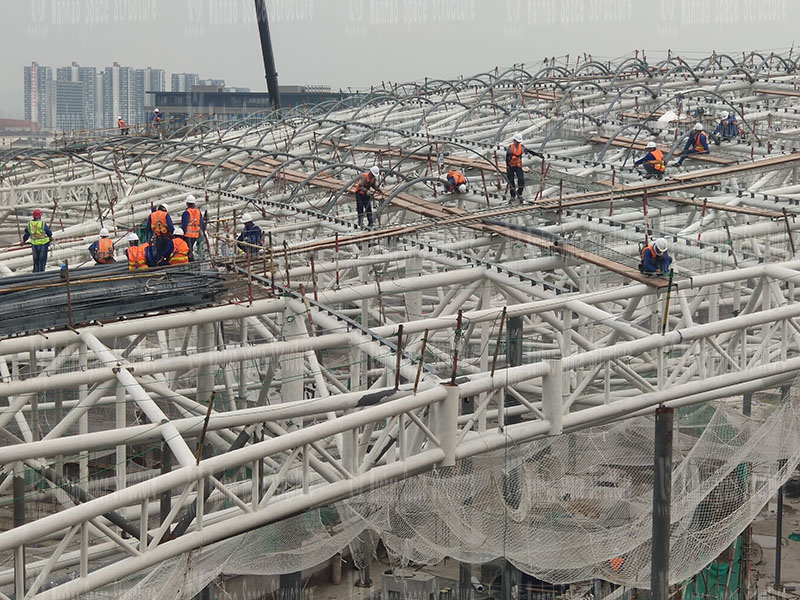 The steel structure of the membrane structure project of the Hangzhou Asian Games baseball (soft) ball sports and cultural center is being installed The steel structure of the membrane structure project of the Hangzhou Asian Games baseball (soft) ball sports and cultural center is being installed