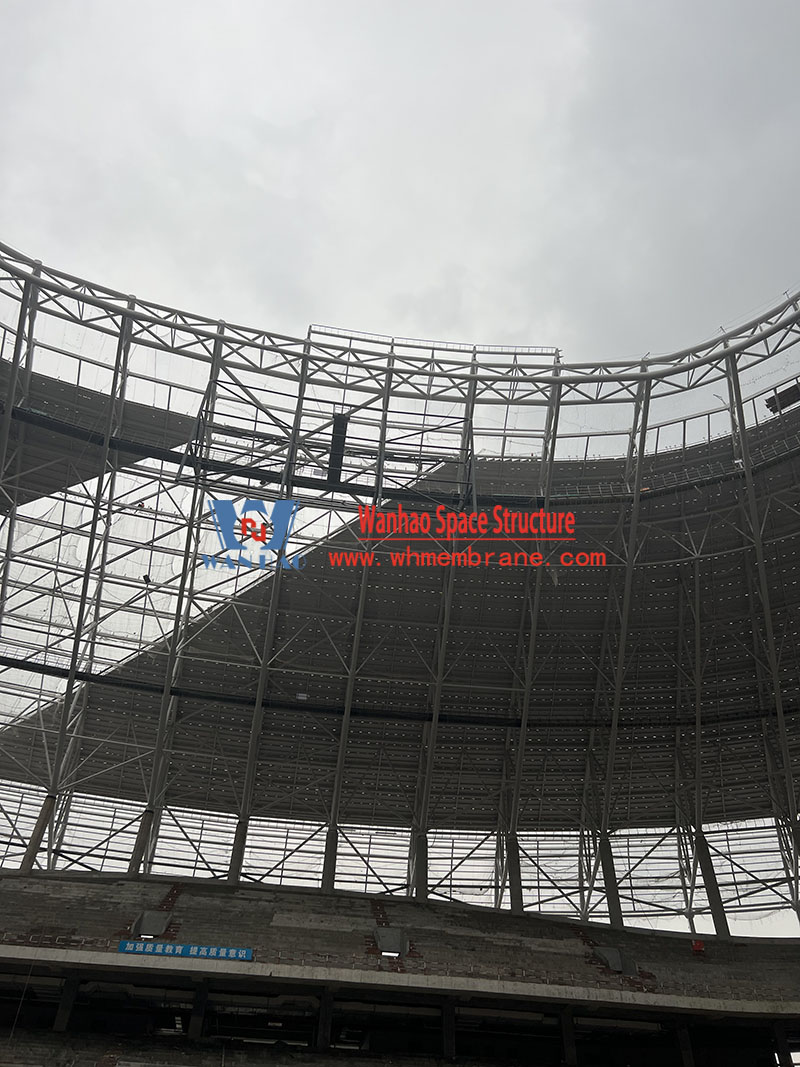 The inner ring steel structure of the ETFE roof membrane structure project of Chongqing Longxing Football Stadium has been completed The inner ring steel structure of the ETFE roof membrane structure project of Chongqing Longxing Football Stadium has been completed