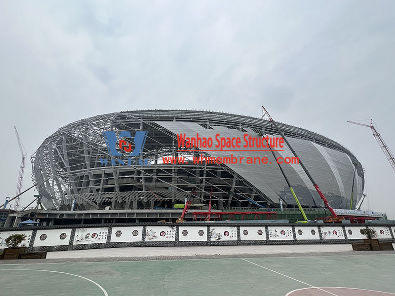The inner ring steel structure of the ETFE roof membrane structure project of Chongqing Longxing Football Stadium has been completed The inner ring steel structure of the ETFE roof membrane structure project of Chongqing Longxing Football Stadium has been completed
