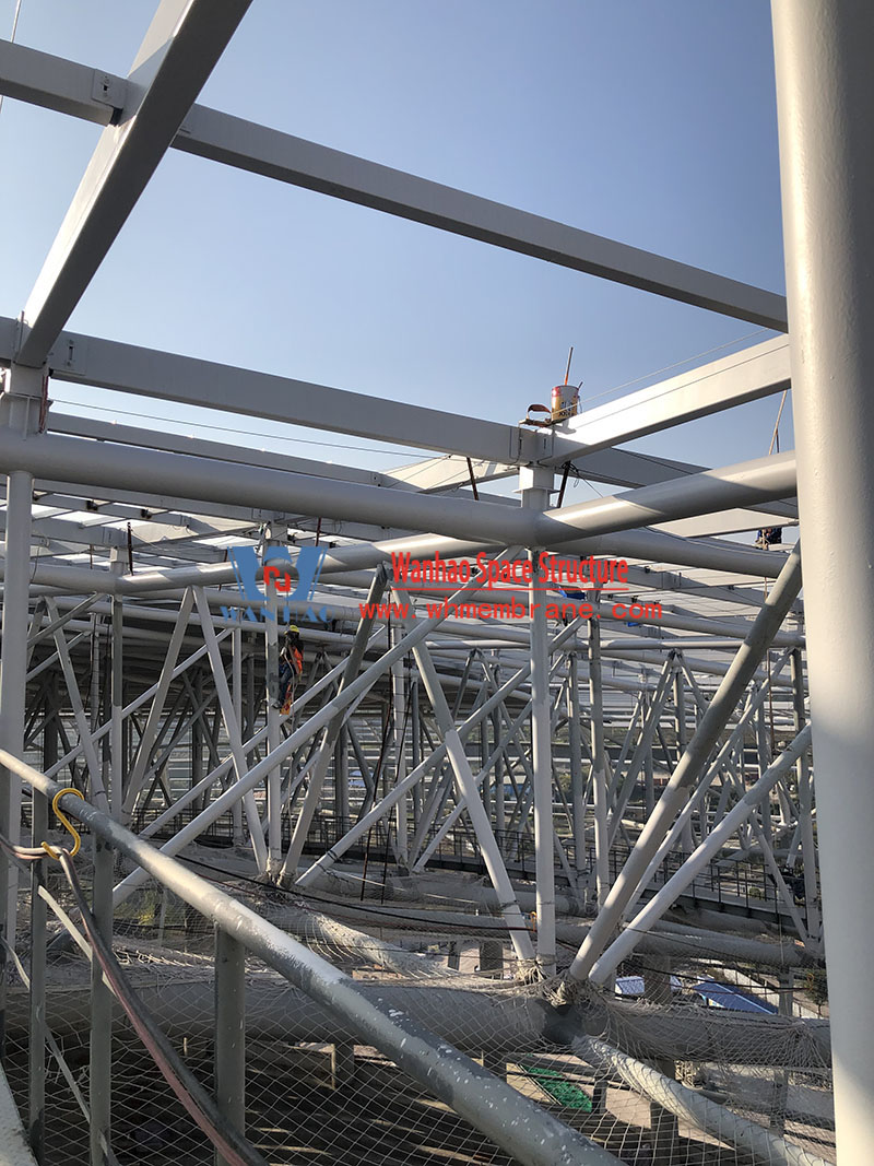 The inner ring steel structure of the ETFE roof membrane structure project of Chongqing Longxing Football Stadium has been completed The inner ring steel structure of the ETFE roof membrane structure project of Chongqing Longxing Football Stadium has been completed