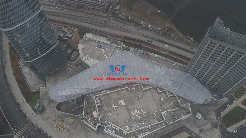 Zunyi Highspeed railway station transportation ETFE roofing canopy light weight space steel frame tensile structure project Zunyi Highspeed railway station transportation ETFE roofing canopy light weight space steel frame tensile structure project