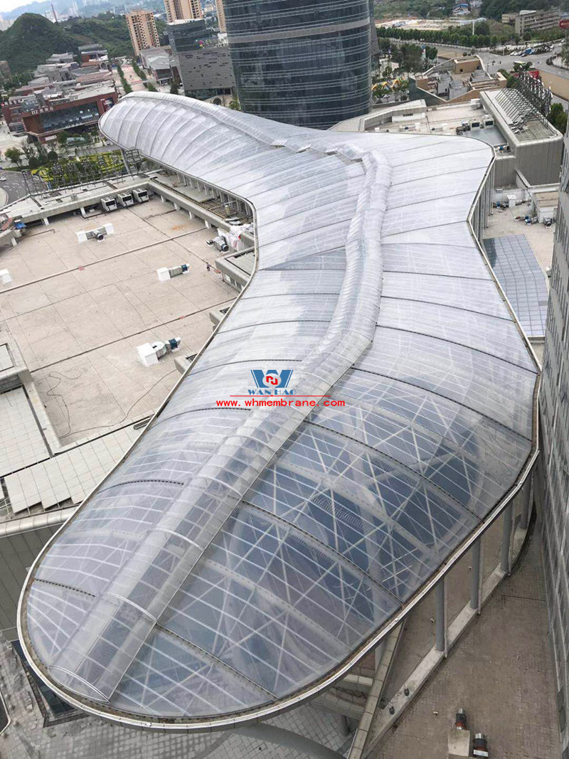 Zunyi Highspeed railway station transportation ETFE roofing canopy light weight space steel frame tensile structure project Zunyi Highspeed railway station transportation ETFE roofing canopy light weight space steel frame tensile structure project
