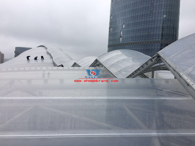 Zunyi Highspeed railway station transportation ETFE roofing canopy light weight space steel frame tensile structure project Zunyi Highspeed railway station transportation ETFE roofing canopy light weight space steel frame tensile structure project