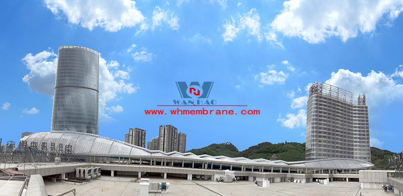 Zunyi Highspeed railway station transportation ETFE roofing canopy light weight space steel frame tensile structure project Zunyi Highspeed railway station transportation ETFE roofing canopy light weight space steel frame tensile structure project