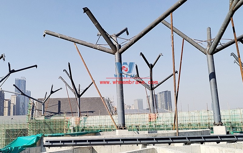 Construction progress of steel structure and ETFE air pillow membrane project of Tianjin Gate in Wenyi Tangtang, Hefei Construction progress of steel structure and ETFE air pillow membrane project of Tianjin Gate in Wenyi Tangtang, Hefei