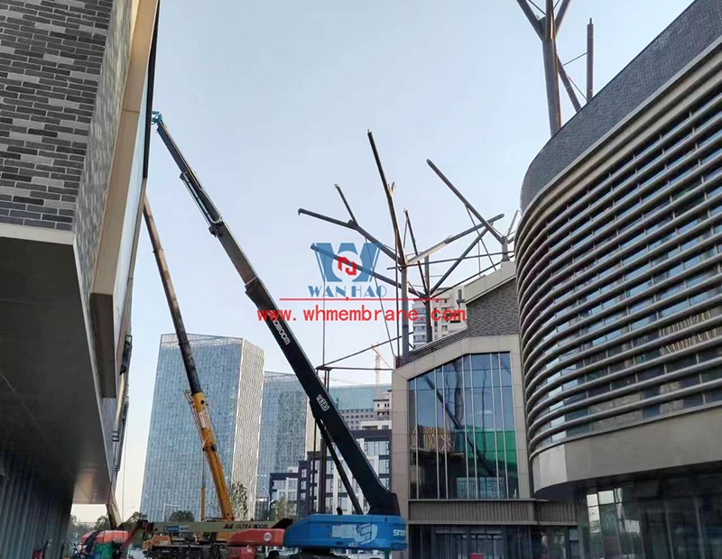 Construction progress of steel structure and ETFE air pillow membrane project of Tianjin Gate in Wenyi Tangtang, Hefei Construction progress of steel structure and ETFE air pillow membrane project of Tianjin Gate in Wenyi Tangtang, Hefei