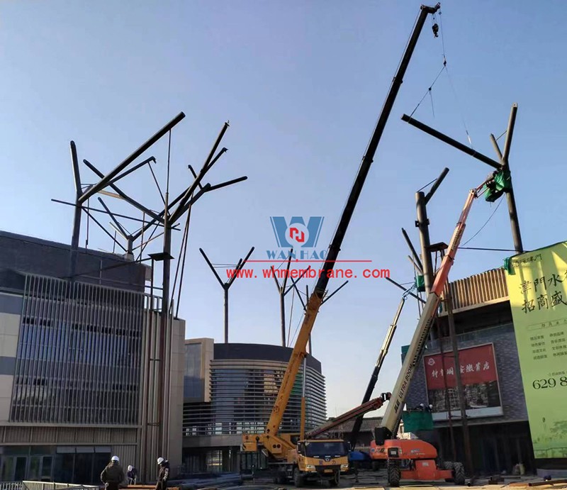 Construction progress of steel structure and ETFE air pillow membrane project of Tianjin Gate in Wenyi Tangtang, Hefei Construction progress of steel structure and ETFE air pillow membrane project of Tianjin Gate in Wenyi Tangtang, Hefei