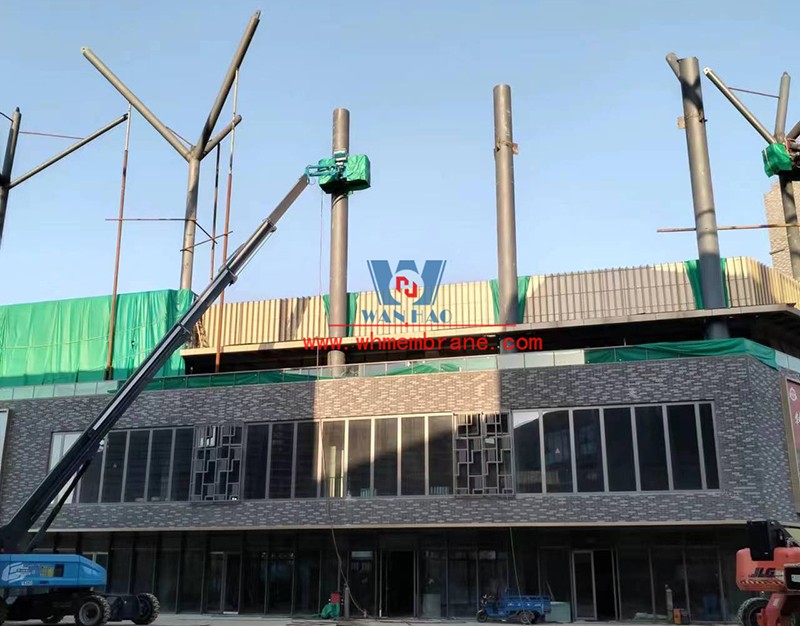 Construction progress of steel structure and ETFE air pillow membrane project of Tianjin Gate in Wenyi Tangtang, Hefei Construction progress of steel structure and ETFE air pillow membrane project of Tianjin Gate in Wenyi Tangtang, Hefei