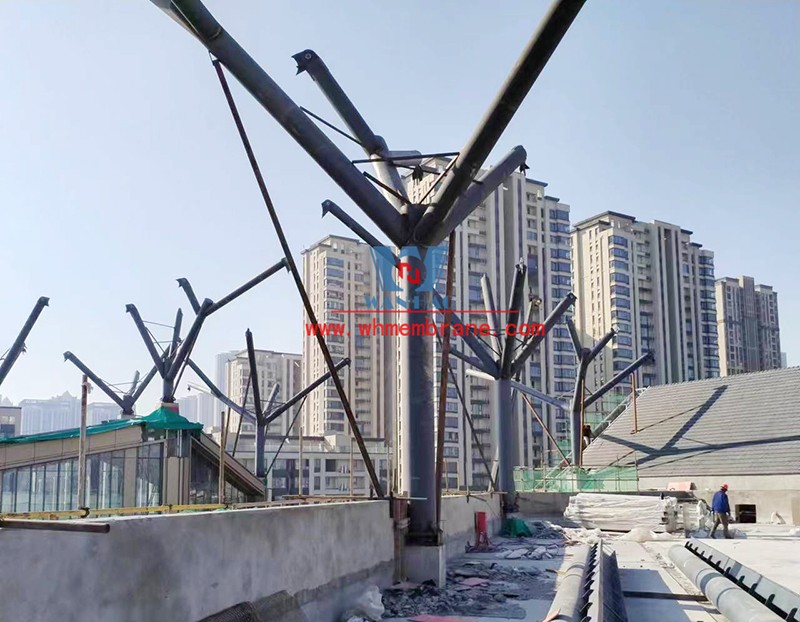 Construction progress of steel structure and ETFE air pillow membrane project of Tianjin Gate in Wenyi Tangtang, Hefei Construction progress of steel structure and ETFE air pillow membrane project of Tianjin Gate in Wenyi Tangtang, Hefei