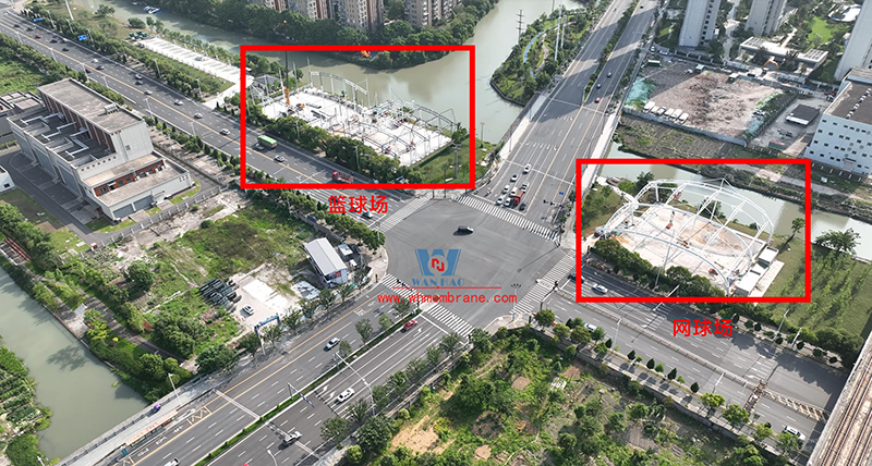 "Leftover material" change "gold silver edge horn" | huimin road on the west side of wenzhou green stadium steel membrane structure engineering of the latest construction schedule