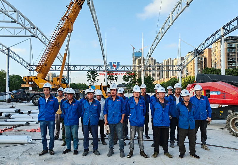 Wenzhou Huimin Road west green stadium steel film structure project completed Wenzhou Huimin Road west green stadium steel film structure project completed