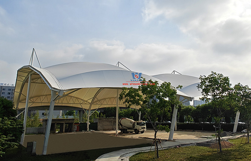 Wenzhou Huimin Road west green stadium steel film structure project completed Wenzhou Huimin Road west green stadium steel film structure project completed