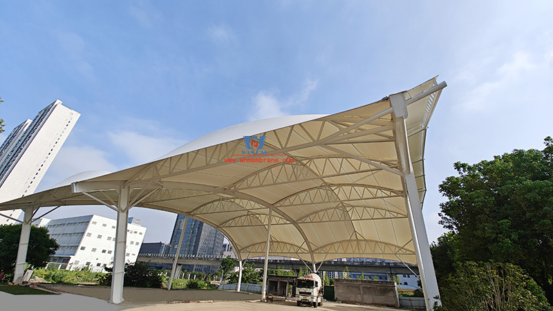 Wenzhou Huimin Road west green stadium steel film structure project completed Wenzhou Huimin Road west green stadium steel film structure project completed