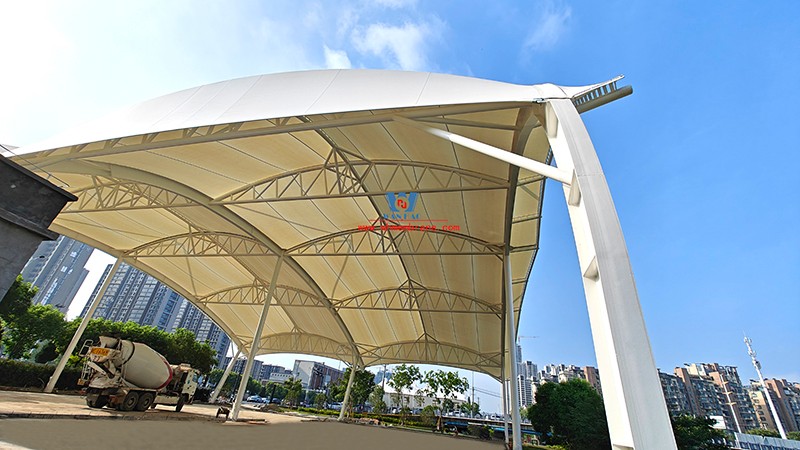 Wenzhou Huimin Road west green stadium steel film structure project completed Wenzhou Huimin Road west green stadium steel film structure project completed