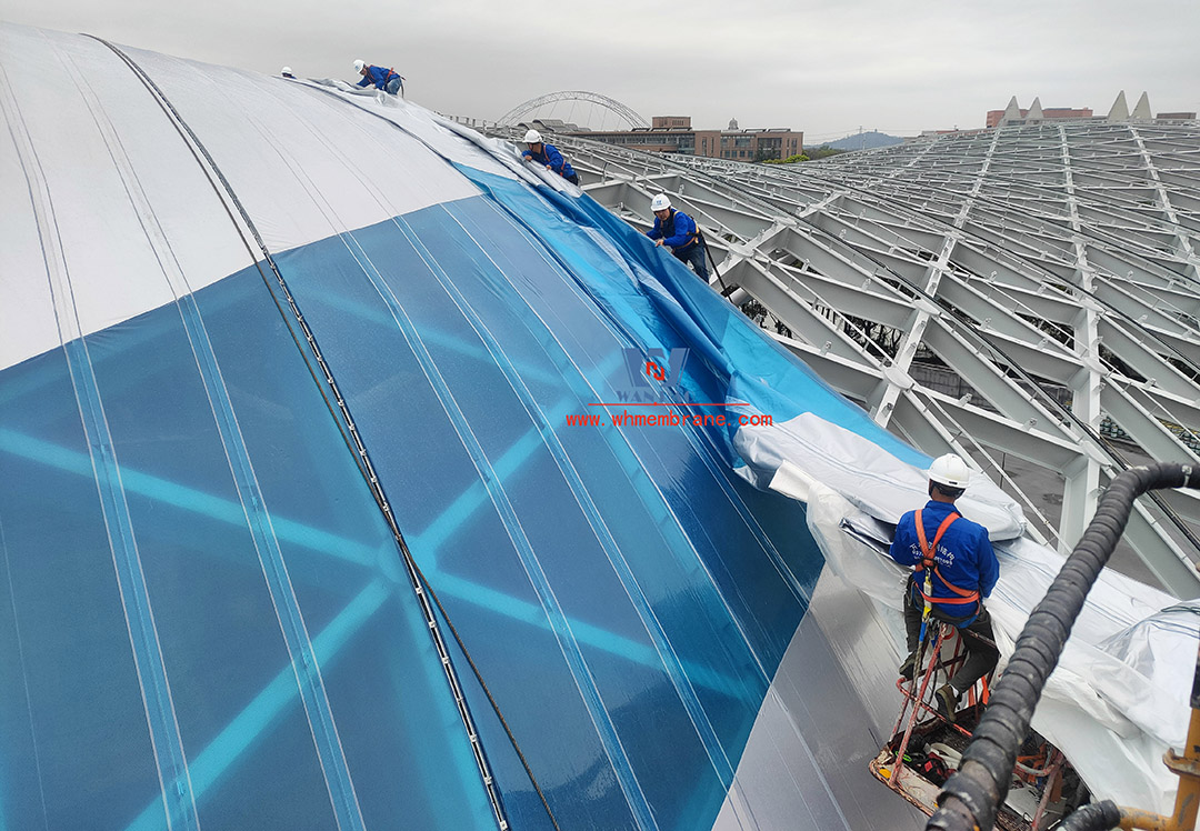 Single Layer ETFE foil tensile structure for the university playground construction by WANHAO.