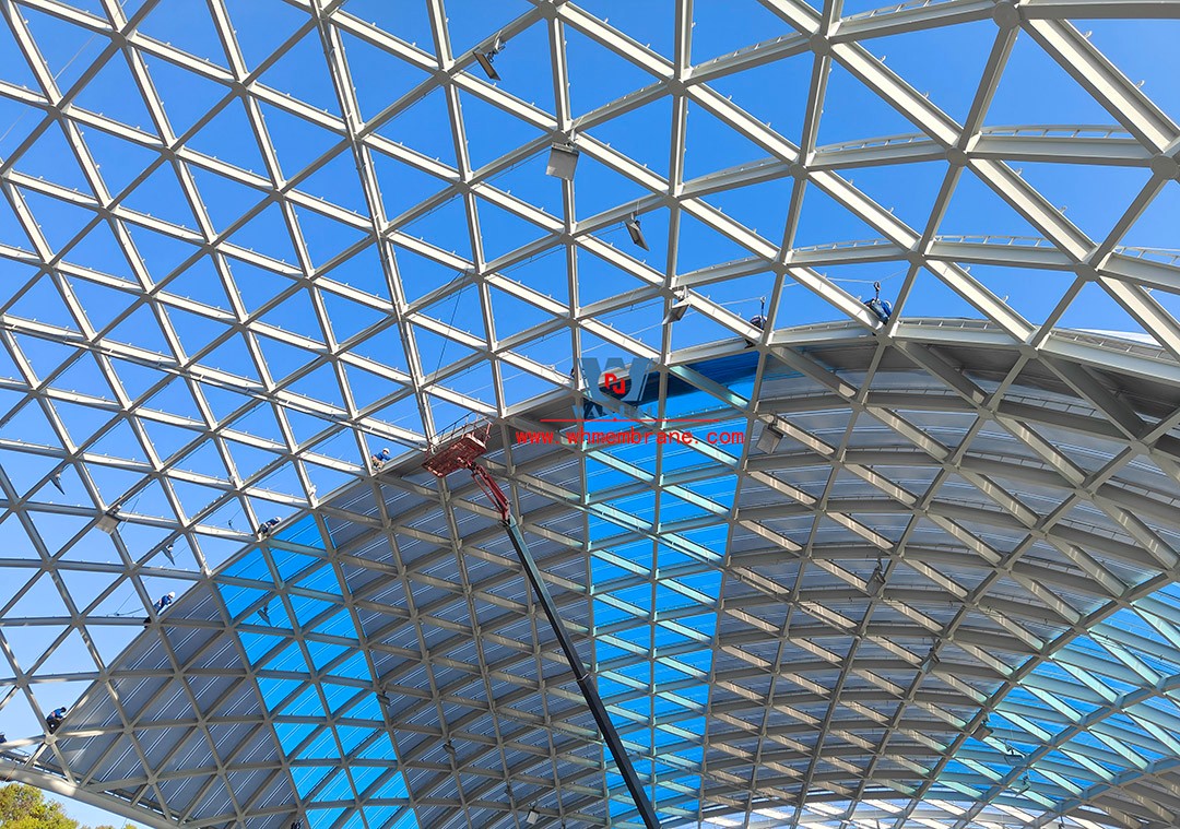 Single Layer ETFE foil tensile structure for the university playground construction by WANHAO.