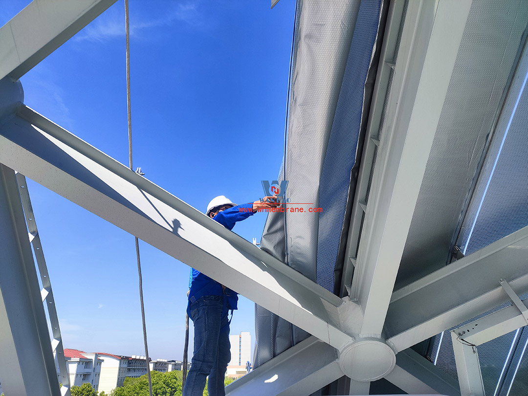 Single Layer ETFE foil tensile structure for the university playground construction by WANHAO.