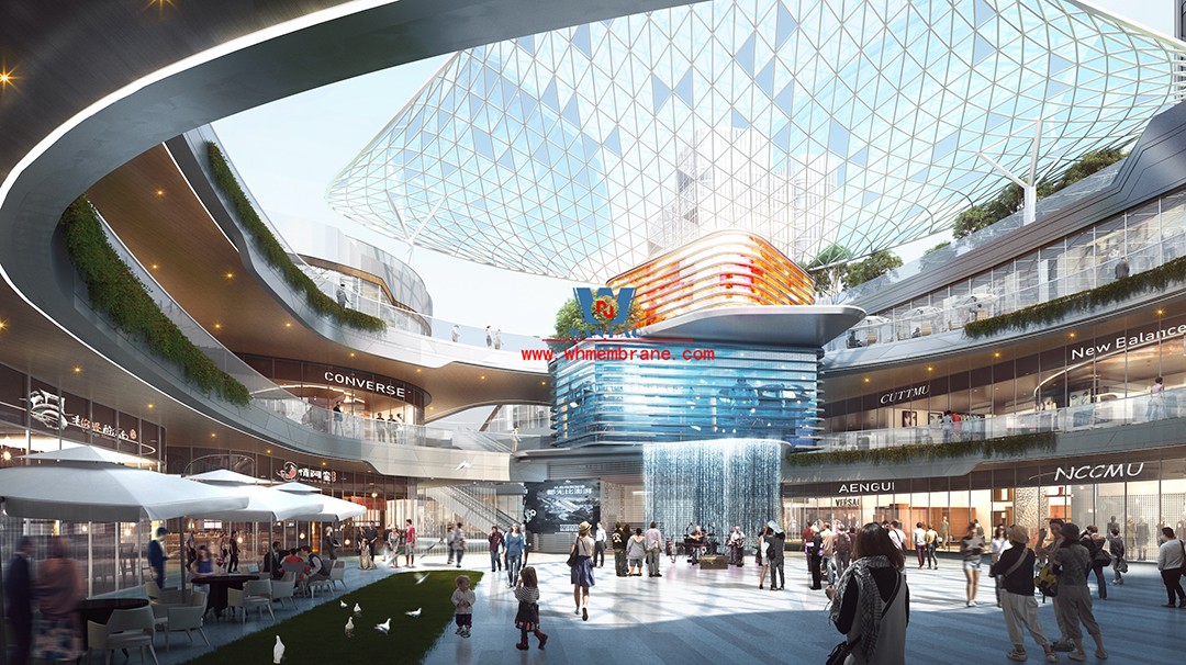 Recently, Shaoxing Huafa Financial Vitality City ETFE membrane structure commercial canopy ushered in new progress.  Shaoxing Huafa Financial Vitality City is located in Jinghu New District, Yuecheng District, Shaoxing City, 7.5km away from Shaoxing City Center, east to Xingzhong Road, west to Wenxian Road, south to Qunxian Road, north to Kwun Tong Road West. Huafa Financial Vitality City is the first commercial flagship brand of Guomai Huafa into Zhejiang, based on the history and future of Shaoxing, located in Jinghu high-end core, to create a construction surface of about 70,000 square meters of MALL BLOCK commercial street combination of urban creative consumption space. The vertical support system of the main steel structure of the canopy is a tree structure, the horizontal support system is a double-curved box lattice shell structure, and the steel columns and diagonal braces are all hoisted in a single hoisting mode. The roof lattice shell is assembled in blocks by automobile crane on the ground, and the crawler crane is hoisted in blocks. Finally, it is covered with ETFE film (soft glass). Make the whole commercial street more transparent and bright, dazzling.   The steel structure installation and splicing work is being carried out at the site. Due to the narrow space, the steel structure hoisting operation radius is large, and the on-site welding amount is large, and the recent attacks of high temperature and heavy rain have brought many tests to the project. According to the actual working conditions on the site, Marriott disassembled the steel structure hoisting section and calculated the hoisting equipment; And according to the actual situation of the project to organize relevant technical personnel to carry out targeted learning and understanding, multiple training. Establish BIM model to guide factory processing and on-site installation, adopt high-precision laser cutting, organize processing personnel and construction personnel to disclose information in special meetings, fully understand drawings and models, and provide a strong guarantee for project construction. Engineering quality is the control focus of each project, and this project is included in the company's key control projects. Throughout the construction process of the project, Marriott has always focused on this quality goal, increased human and material input, strengthened management, carried forward the company's key projects, and done a good job in the spirit of each project, implementing quality target management. In order to achieve the goal, Marriott has implemented the target value to each team according to the project, the responsibility to the person, and the site construction is meticulous. In order to ensure the smooth progress of the project, the construction staff of Marriott planned for the rainy day, inverted the schedule, thorough deployment, coordinated the allocation of resources from various parties, coordinated the allocation of personnel, materials and machines, communicated the operation technology and safety technology of the operation team in advance, and assembled, tested, accepted and obtained evidence of the steel structure mesh shell. During the construction process, in the face of hot and rainy summer weather, the engineering Department does a good job of heat prevention and flood control measures to ensure the safety of construction personnel, and fully promote the construction progress, all the construction personnel fight sunny days, grab rainy days, under the premise of ensuring safety and quality, and constantly promote the progress of steel structure assembly, creating conditions for the installation of membrane structure in the later period.   The smooth progress of the project laid a solid foundation for the completion of the 