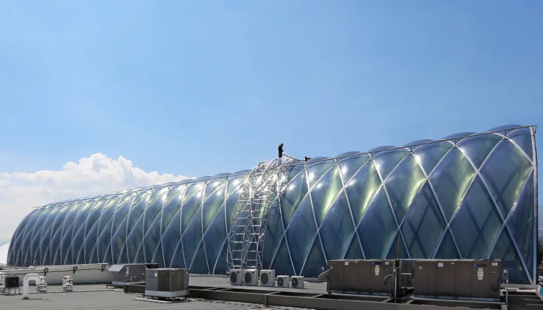 Barrel ETFE air pillow roof - Paseo Acoxpa, Mexico