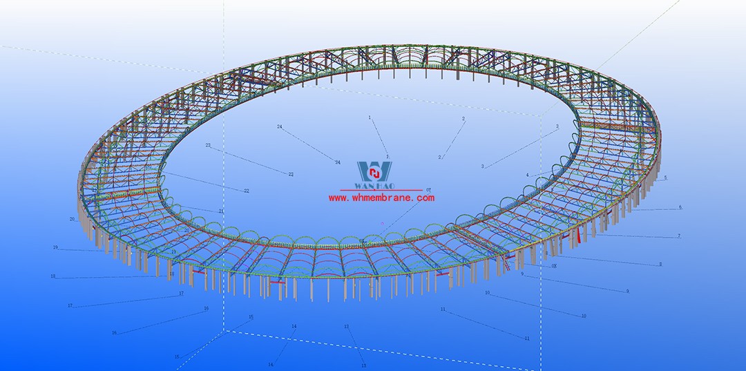 Africa Cup Kenya Stadium PTFE steel membrane structure roofing project