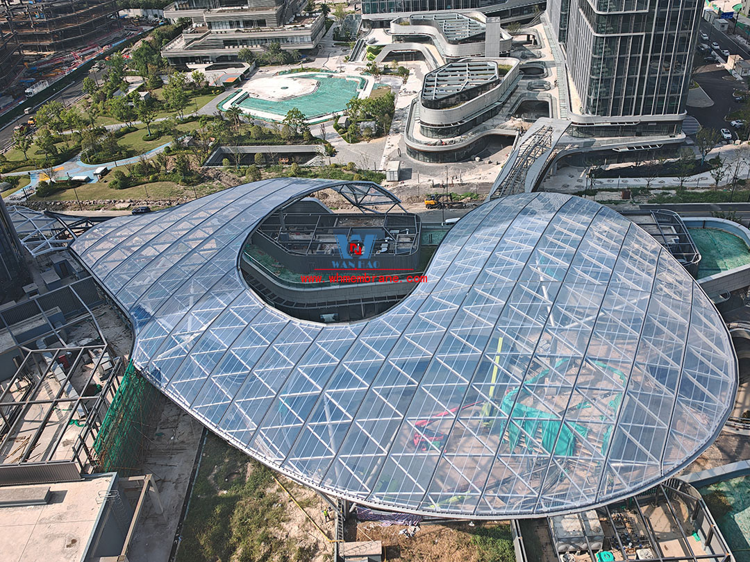 Shaoxing Huafa financial vitality city ETFE membrane structure commercial canopy Shaoxing Huafa financial vitality city ETFE membrane structure commercial canopy