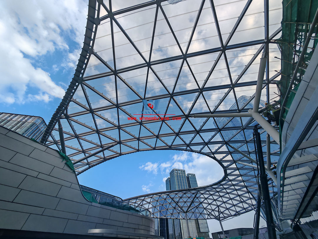 Shaoxing Huafa financial vitality city ETFE membrane structure commercial canopy Shaoxing Huafa financial vitality city ETFE membrane structure commercial canopy