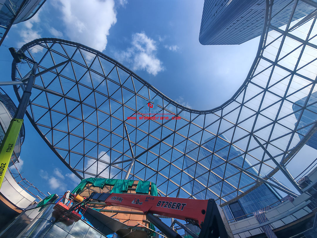 Shaoxing Huafa financial vitality city ETFE membrane structure commercial canopy Shaoxing Huafa financial vitality city ETFE membrane structure commercial canopy