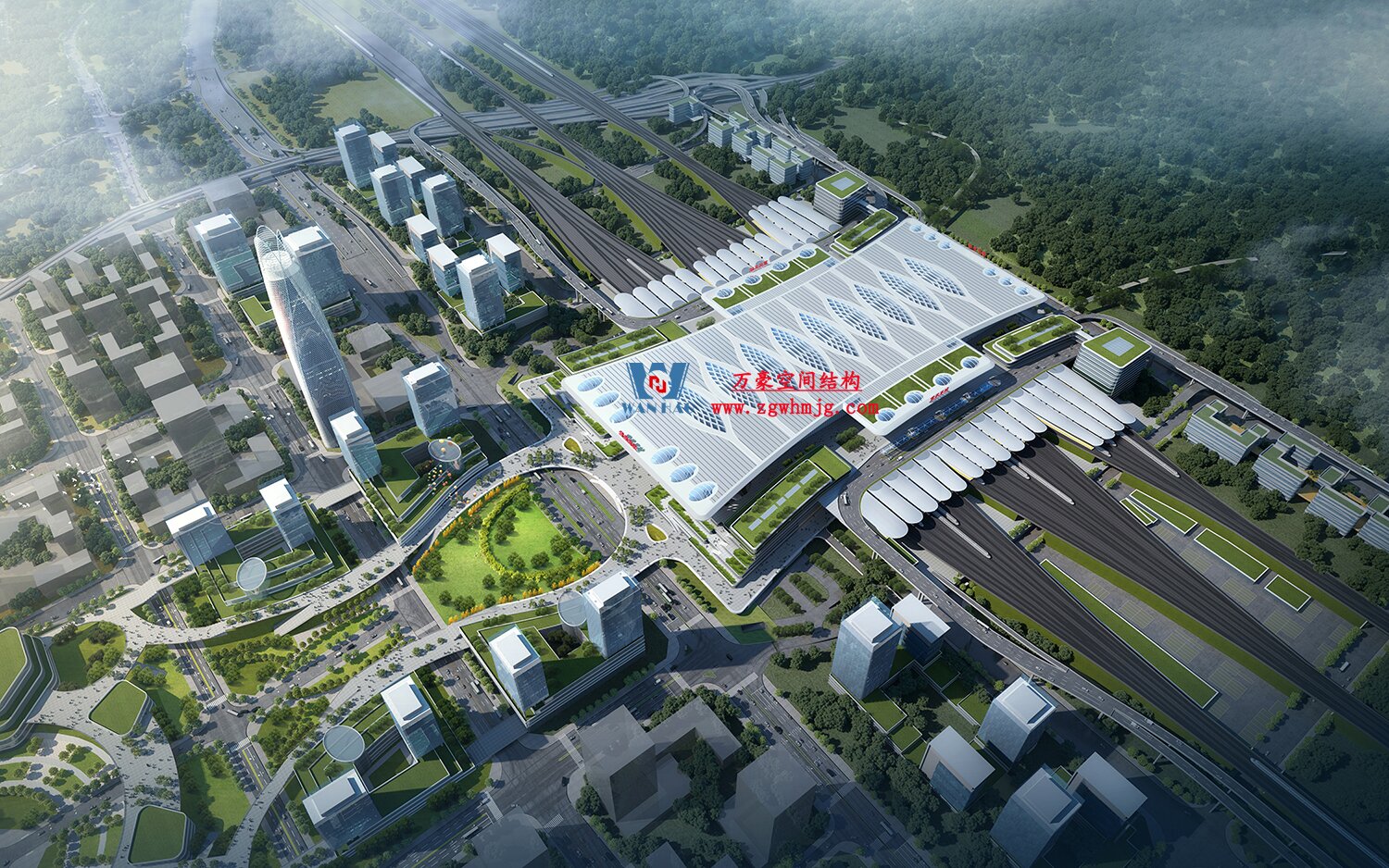 ETFE Tension Structure Membrane Aircushioning for Chongqing East Railway Station
