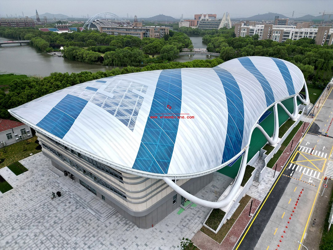 Sail shadow | ETFE membrane structure dome on the playground of wind and rain