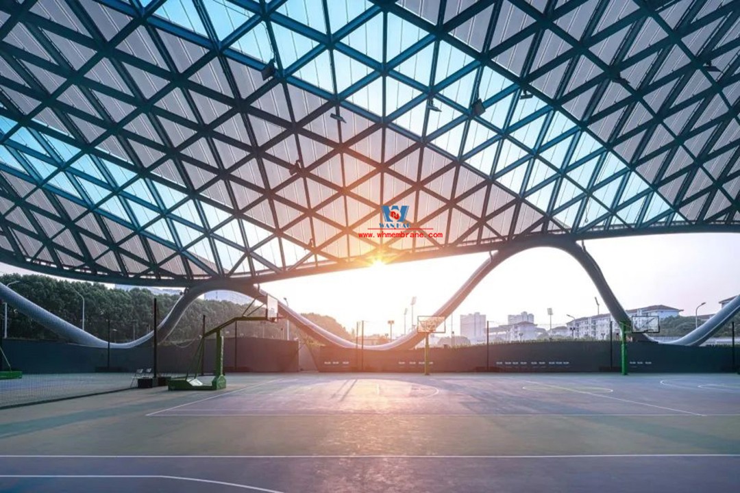 Sail shadow | ETFE membrane structure dome on the playground of wind and rain