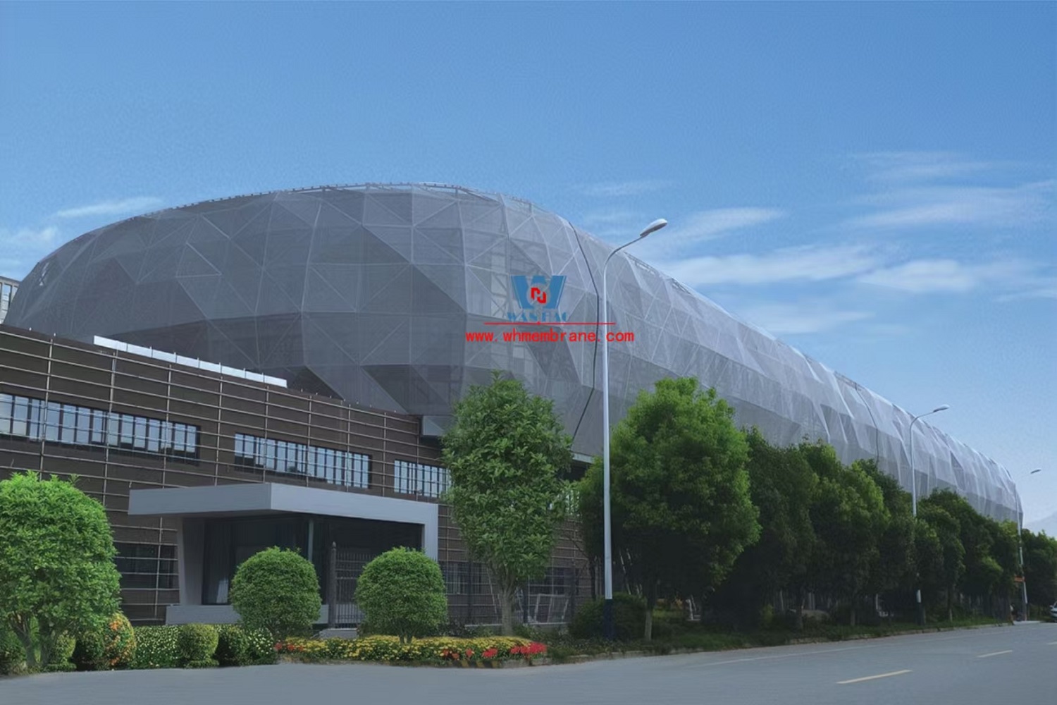 Phase Motor Exhibition Hall PTFE Mesh Facade Membrane Structure Project