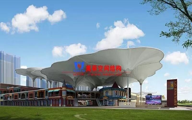 PTFE Tension Structure Membrane Roofing for Liaocheng Joy Town Colorful Xiangyun