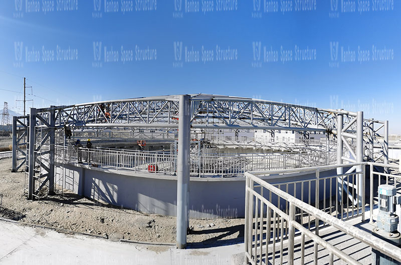 Construction video of thermal insulation membrane structure of sewage tank in Geermu Industrial Park sewage treatment plant