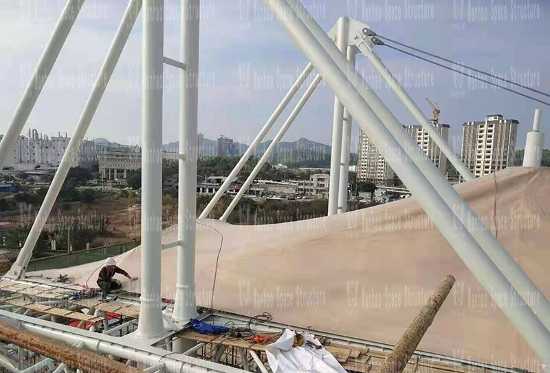 Shanwei Sports Center (Phase I) Track and Field Field Membrane Structure Project Enters Membrane Fabric Installation Phase