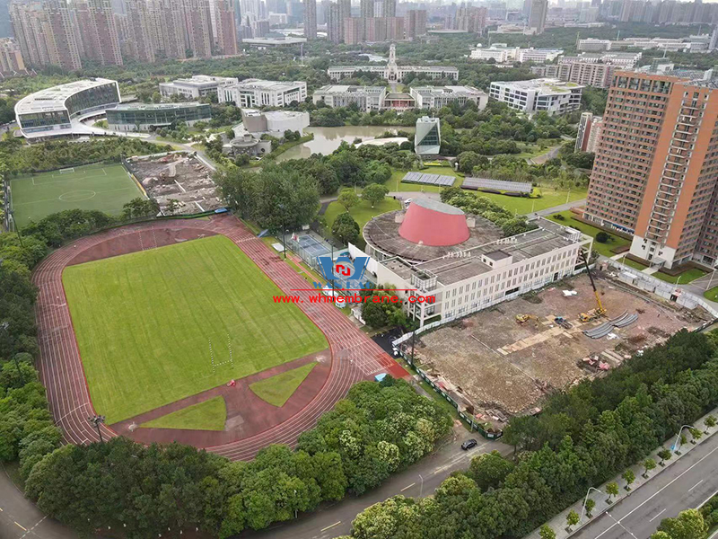 Construction of membrane structure engineering embedded parts of outdoor sports field renovation and expansion project of University of Nottingham ningbo was co