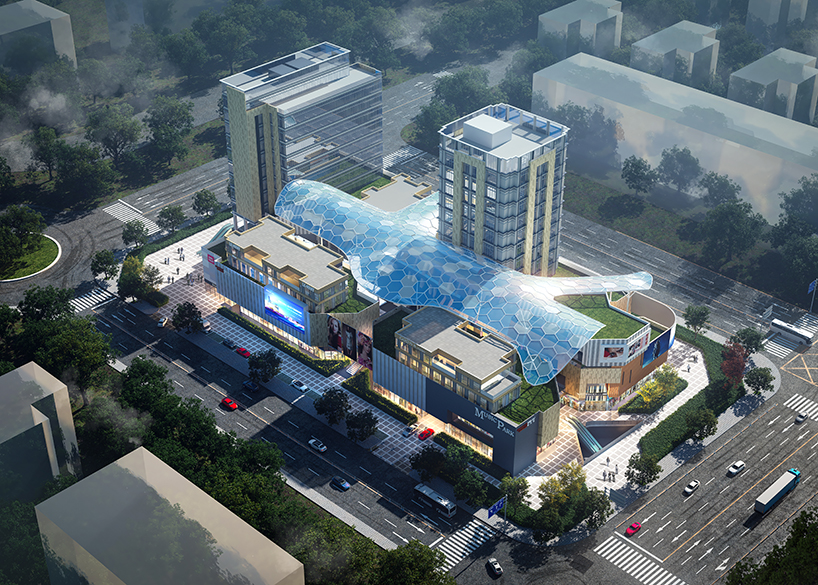 مشروع الهيكل الشدّي الغشائي الفولاذي بنظام الوسائد الهوائية من مادة ETFE لمركز تشانغان لي التجاري