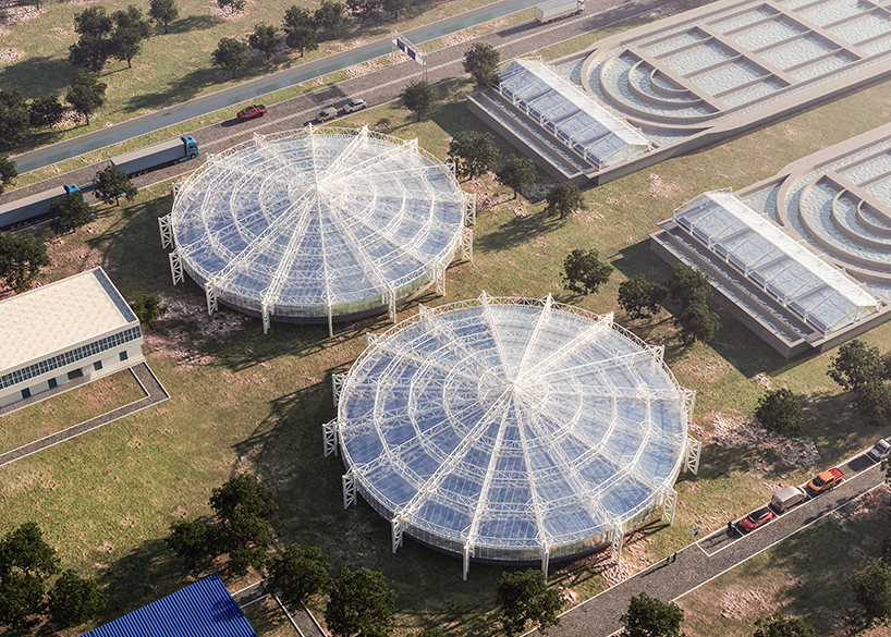 مشروع هيكل غشائي لخزان مياه الصرف بسقف من ETFE في مجمع غولمود الصناعي.