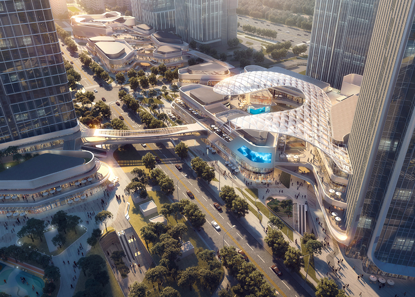 المظلة التجارية ذات الهيكل الغشائي من ETFE لمشروع مدينة هوافا المالية الحيوية في شاوشينغ.