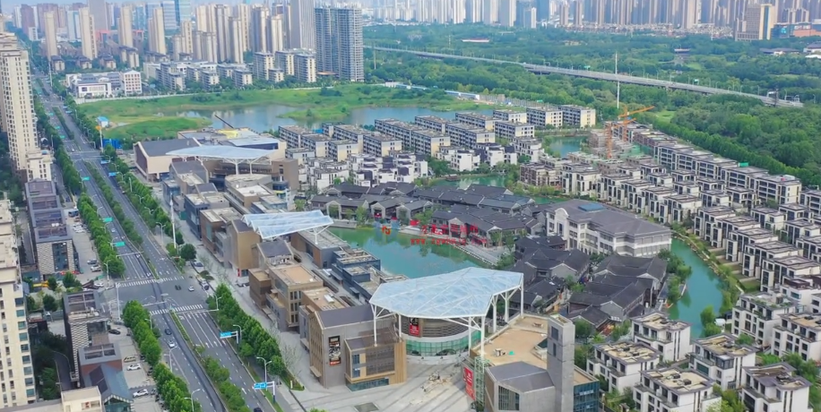Aerial view of ETFE air-occipital membrane structure canopy