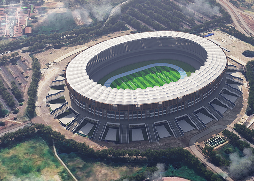 مشروع تسقيف استاد كأس أفريقيا في كينيا باستخدام هيكل غشائي فولاذي PTFE