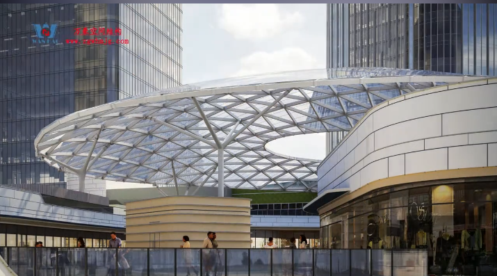Shaoxing Huafa financial vitality city ETFE membrane structure commercial canopy