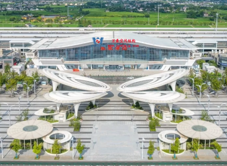 Butterfly canopy landmark building built by steel membrane structure