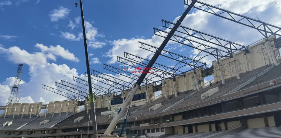 The roof of the Kenya (Africa Cup of Nations) football stadium is under construction