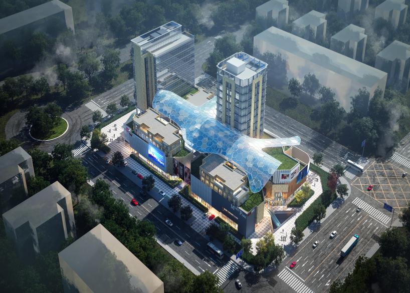 سقف بغشاء هوائي مشدود من مادة  ETFE لمركز جياشينغ تشانغليآن التجاري