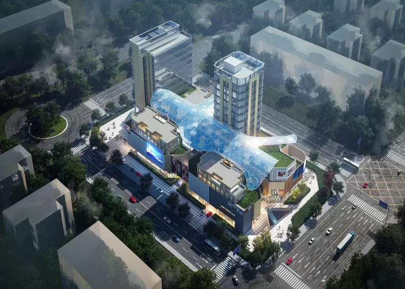 سقف بغشاء هوائي مشدود من مادة  ETFE لمركز جياشينغ تشانغليآن التجاري